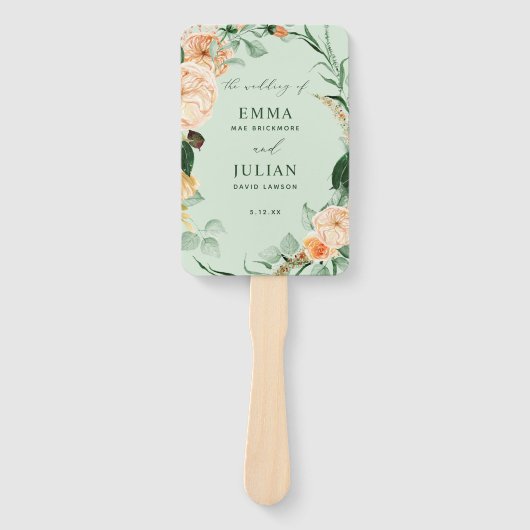 Botanical Boho Greenery Sage Green Wedding Program Handwaaier (Voorkant)