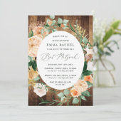 Botanical Boho Personalized Woodgrain Bat Mitzvah Kaart (Staand voorkant)