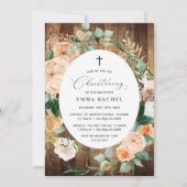 Botanical Boho Woodgrain Christening Gepersonalise Kaart (Voorkant)