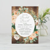 Botanical Boho Woodgrain Farmhouse Bridal Brunch Kaart (Staand voorkant)