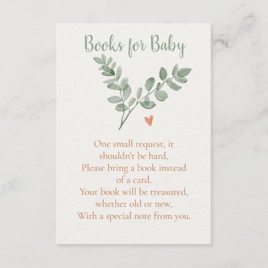 Botanical Books for Baby Card – Minimal Eucalyptus Informatiekaartje (Voorkant)
