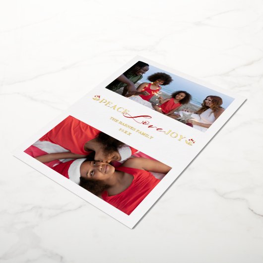 Botanical Branches Christmas Custom Photo Script Folie Feestdagenkaart (Gedraaid)