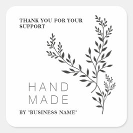 Botanical Branches White Simple Handmade Business Vierkante Sticker