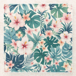 Botanical Breeze – Tropical Floral Glass Onderzett Glazen Onderzetter
