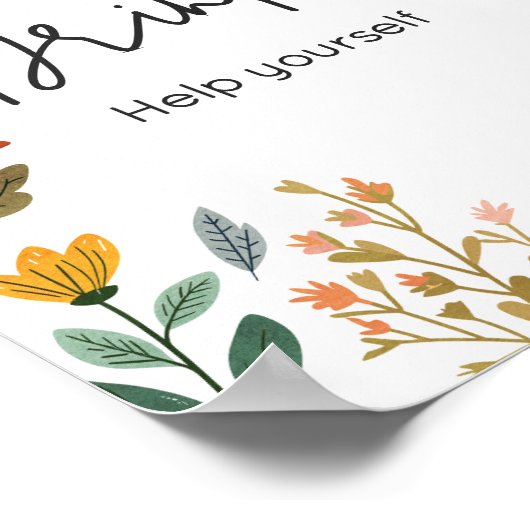 Botanical Bright Wildflower Baby shower Drinken Poster (Hoek)