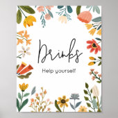 Botanical Bright Wildflower Baby shower Drinken Poster (Voorkant)