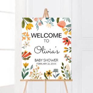 Botanical Bright Wildflower Baby shower Welkom Poster