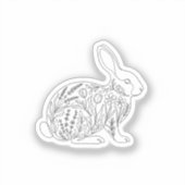 Botanical Bunny Silhouette Floral Line Art Sticker (Voorkant)