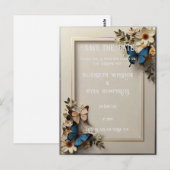 Botanical Butterfly Wedding Invitation Briefkaart (Voorkant / Achterkant)