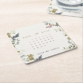 Botanical Calendar Save the Date Card Template Kartonnen Onderzetters (Schuin)