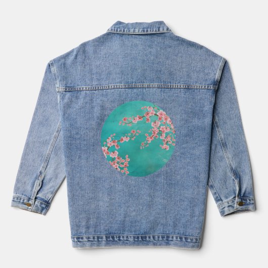 Botanical Cherry Blossom Denim Jacket (Achterkant)