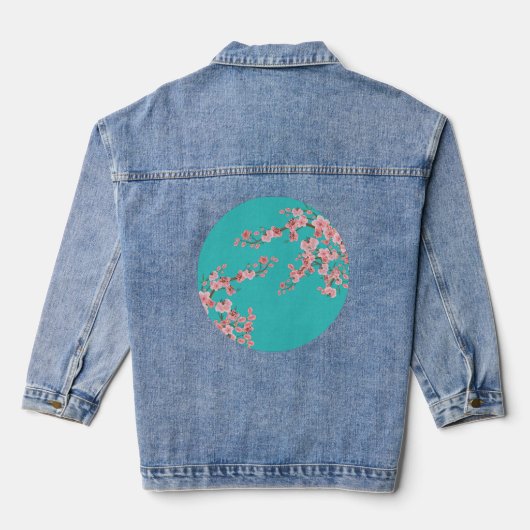 Botanical Cherry Blossom Denim Jacket (Achterkant)