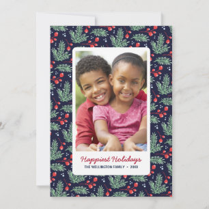 Botanical Christmas   Colorful Holiday Photo Card Feestdagenkaart