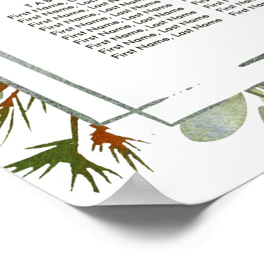 Botanical Christmas Green Wedding Seating Chart Poster (Hoek)