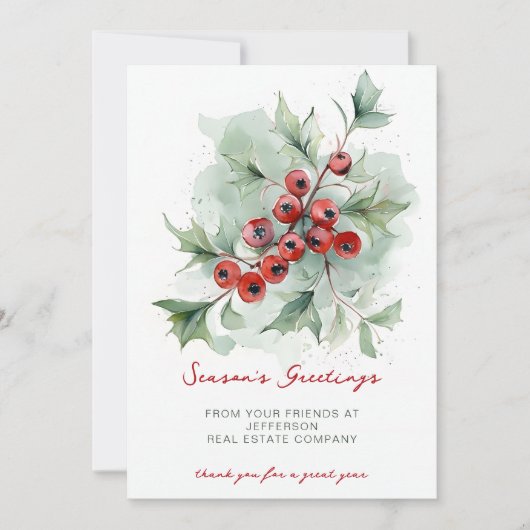 Botanical Christmas Holidays Company Business  Feestdagenkaart (Voorkant)