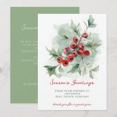 Botanical Christmas Holidays Company Business  Feestdagenkaart (Voorkant / Achterkant)