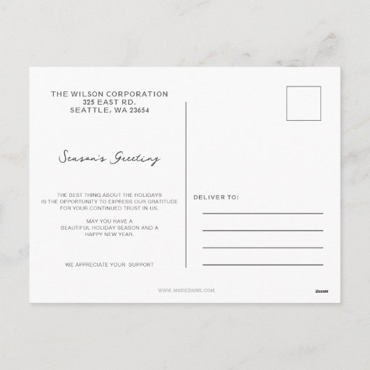 Botanical Christmas Holidays Company Business  Feestdagenkaart (Achterkant)