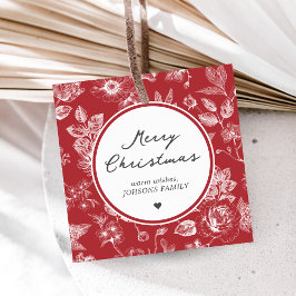 Botanical Christmas Square Favor Tags Bedankjes Labels