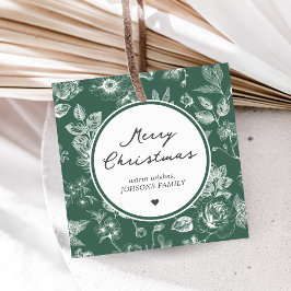 Botanical Christmas Square Favor Tags Bedankjes Labels