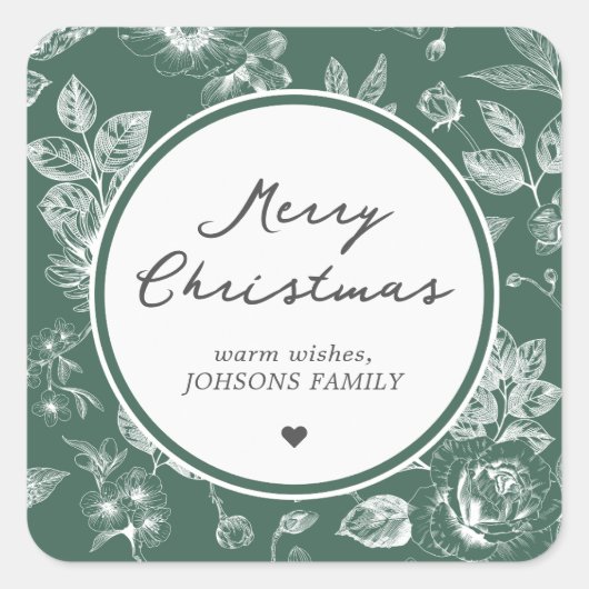 Botanical Christmas Vierkante Sticker (Voorkant)