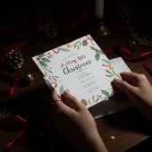 Botanical Christmas Wreath Frame Invitation Kaart