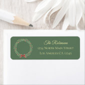 Botanical Christmas Wreath Modern Script Address Etiket (Insitu)