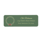 Botanical Christmas Wreath Modern Script Address Etiket (Voorkant)