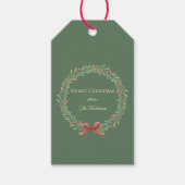 Botanical Christmas Wreath Modern Script Cadeaulabel (Voorkant)