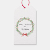 Botanical Christmas Wreath Modern Script  Cadeaulabel (Voorkant)