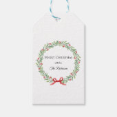 Botanical Christmas Wreath Modern Script  Cadeaulabel (Voorkant)