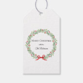 Botanical Christmas Wreath Modern Script  Cadeaulabel (Voorkant)