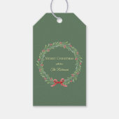 Botanical Christmas Wreath Modern Script  Cadeaulabel (Voorkant)