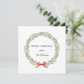 Botanical Christmas Wreath Modern Script  Feestdagenkaart (Staand voorkant)