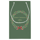 Botanical Christmas Wreath Modern Script Klein Cadeauzakje (Achterkant)