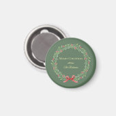 Botanical Christmas Wreath Modern Script Magneet (Voorkant / Achterkant)