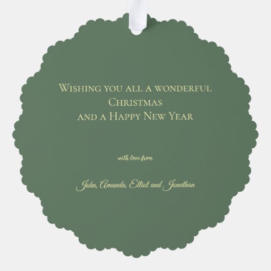 Botanical Christmas Wreath Modern Script Ornament Kaart (Achterkant)