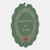 Botanical Christmas Wreath Modern Script Ornament Kaart (Rechts)
