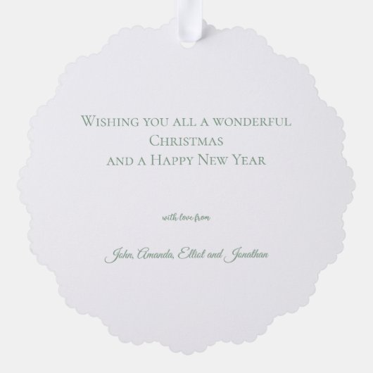 Botanical Christmas Wreath Modern Script Ornament Kaart (Achterkant)