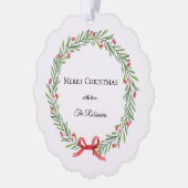 Botanical Christmas Wreath Modern Script  Ornament Kaart (Links)