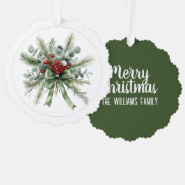 Botanical Christmas Wreath  Ornament Kaart