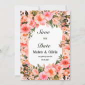 Botanical colorful blossom floral Save the Date  Kaart (Voorkant)