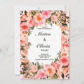 Botanical colorful blossom floral Wedding Kaart (Voorkant)