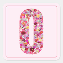 Botanical Colorful Pink Month Number 0 Vierkante Sticker