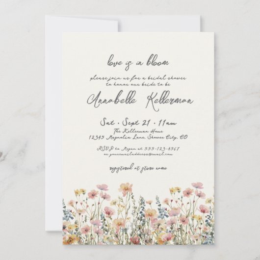 Botanical Colorful Wildflowers Bridal Shower Kaart (Voorkant)