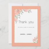 Botanical coral mint gold spring floral Thank You Kaart (Voorkant)