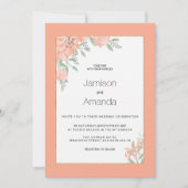 Botanical coral mint gold spring floral Wedding Kaart (Voorkant)