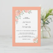 Botanical coral mint gold spring floral Wedding Kaart (Staand voorkant)
