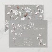 Botanical Cotton Wedding response cards RSVP Kaartje (Voorkant / Achterkant)