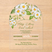 Botanical Country Wildflower Spring Daisy Wedding Acryl Uitnodigingen (Voorkant)
