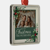 Botanical Cream Custom Photo Christmas Ornament (Rechts)